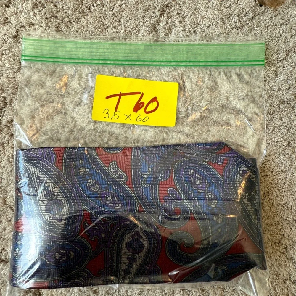 Mens Oversized Paisley Silk‎ Necktie Red Blue Purple Woven Pattern 3.5x60 Tie